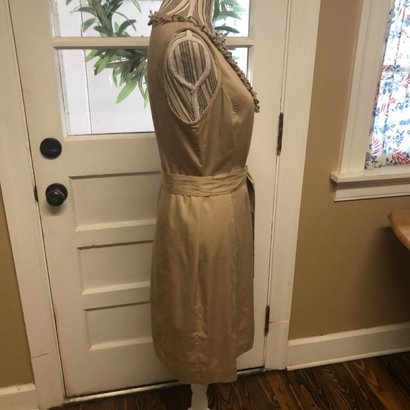 Talbots tan cotton blend dress w/ neckline detail - Picture 6 of 8
